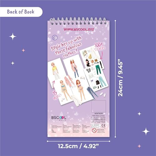BSCOOL Sticker Book Paper Dolls for Girls Fashion Design Activity - 3