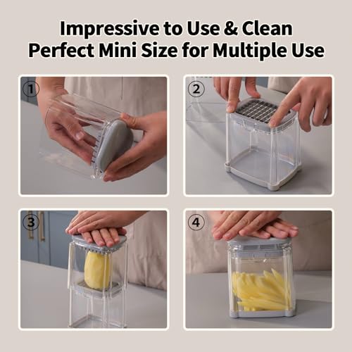 French Fry Cutter, Solucky 3 in 1 Onion Potato Cutter, Professional Homestyle Vegetable Chopper Dicer Apple Slicer, Great for Potatoes Carrots Cucumbers Zucchini Peppers 3 Blades - Thumbnail 5
