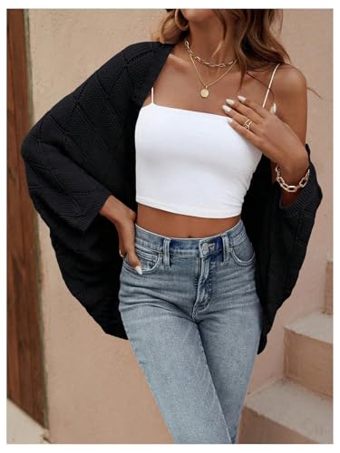 Floerns Women's Open Front Dolman Sleeve Loose Cardigan Sweaters Shrugs Ribbed Knit Tops Casual2