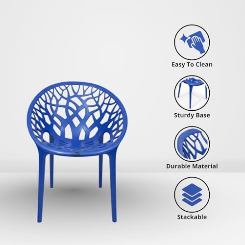 Image of activa Crystal Plastic Arm Chair | Stackable Indoor Outdoor Chair for Home, Balcony, Patio & Garden | Comfortable Designer Armrest Chair | Durable Plastic Seating Furniture (Blue, Set of 1)