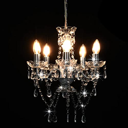 Lampe de plafond salon lustre avec perles de cristal argenté