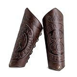 HOEACXY Leather Bracers for Men Viking Dragon Embossed Bracers Medieval Leather Armer Archery Arm Guard Gauntlet Costumes Accessories 1 Pair