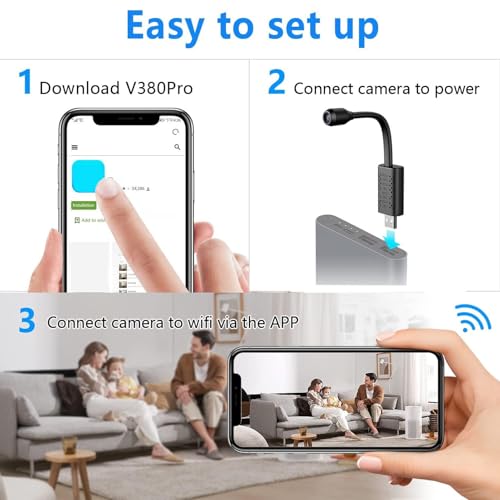 Telecamera Nascosta, Telecamera Spia HD 1080P, Mini Telecamera Wireless WiFi con Presa USB con Visualizzazione Remota, Piccola Telecamera per Nanny da Interno con Visione Notturna