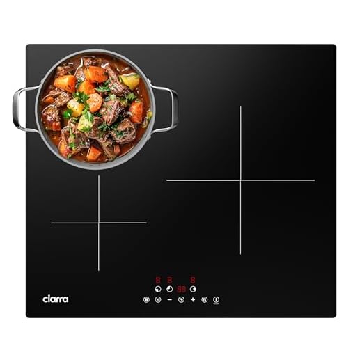 CIARRA CBBIH3 Inductiekookplaat, 3 Branders, 6200 W, Sensorbediening, Touch-timer, Glaskeramiek, 9 Niveaus, Kinderbeveiliging, Pauzefunctie