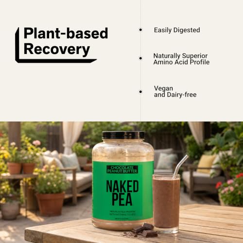 Image of NAKED Pea - Chocolate Peanut Butter Protein from US & Canadian Farms, Organic Cocoa, Organic Coconut Sugar - No GMO, No Soy, and Gluten Free, Aid Growth and Recovery - 52 Servings