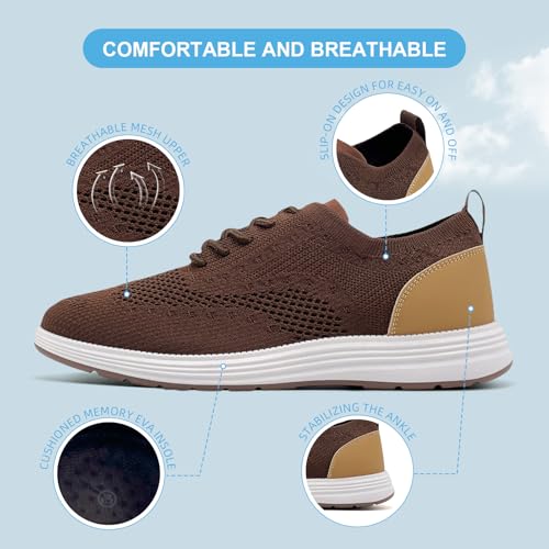 Men’s Casual Dress Oxfords Shoes Comfortable Business Fashion Sneakers Loafers Walking Shoes for Men Barefoot Tennis Dark Brown3