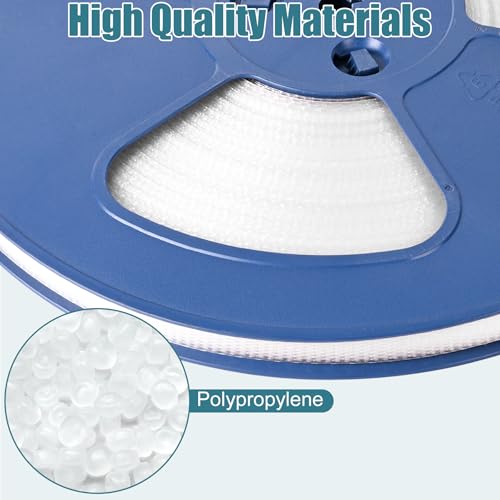 Image of MYFAMIREA Packaging Strapping Banding Roll with Pallet, 0.55'' x 3937'' Heavy Duty Pallet Strap 350 LBS Break Strength, Polypropylene(PP) Plastic Strapping for Box Packaging and Shipping, Clear