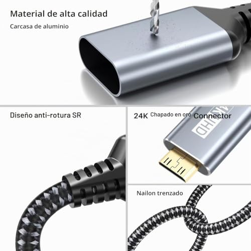 Evita adaptadores con el cable USB C a Mini HDMI de 1m para MacBook 5
