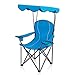ALPHA CAMP Sedia da campeggio pieghevole, da spiaggia con ombrellone, sedia pieghevole con protezione solare, fino a 160 kg, per campeggio, attività all'aperto, colore azzurro