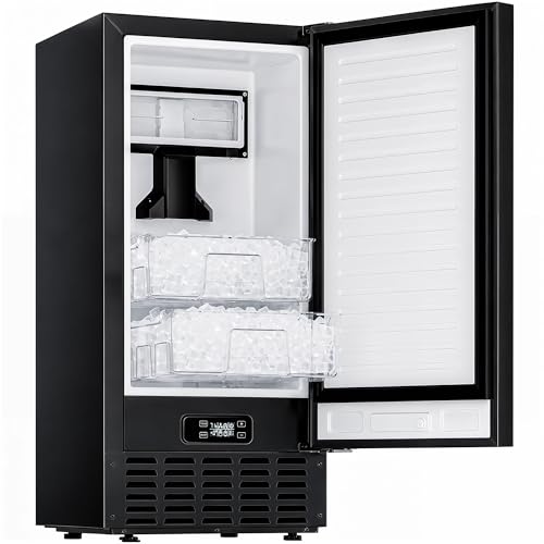 Image of EUHOMY Under Counter Nugget Ice Maker Machine, 70Lbs /Day, Bulit-in Freestanding Ice Maker with Double Ice Baskets, Self-Cleaning & 24H Timer Ice Machine, for Home Use(Black)