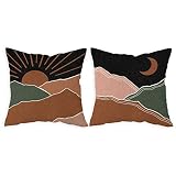 FLDAS Abstract Boho Sun Moon Desert Landscape Decorative Throw Pillow Covers,Bohemia Nature Pillow C
