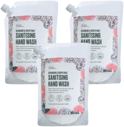 Bower Collective Antibacterial Hand Wash Refill - Geranium & Grapefruit, 3L (3-Pack) - Eco-Friendly Liquid Soap Refill