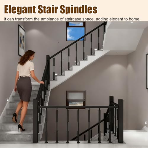 Balaustres de barandilla de escalera interiores negros 30 piezas para decoracion de aticos modernos 6