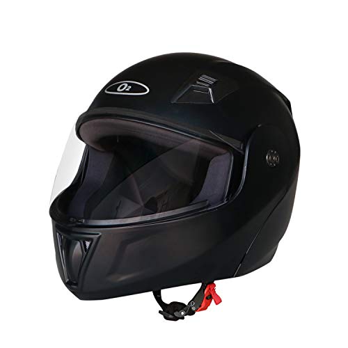O2 Prox (Zed) Flip Up Full Face Helmet With Scratch Resistant Visor, Cross Ventilation & Matte Finish For Men’S Bike Motorcycle Scooty Riding (Matt Black, M) (O2 Prox Matt)