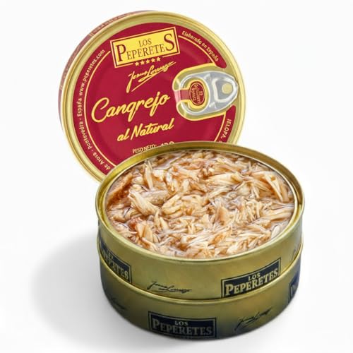 LOS PEPERETES Cangrejo al Natural Buey de Mar 120 g | Marisco Gallego Gourmet | Carne de Cangrejo del Atlántico | Conserva Artesanal y Natural | Sabor Tradicional del Mar de Galicia