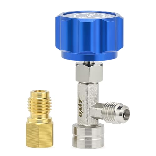 Image of Orion Motor Tech R1234yf Self Sealing Can Tap, for Self Sealing R1234yf Refrigerant Recharge, Self Sealing R1234yf Refrigerant Dispenser with 1 /4 inch to LH Threading 1 /2 inch Adapters for Refilling AC System