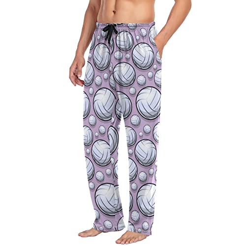 Volleyball Pattern Sport Purple Men's Pajama Pants Sleepwear Lounge Pajama Bottoms4