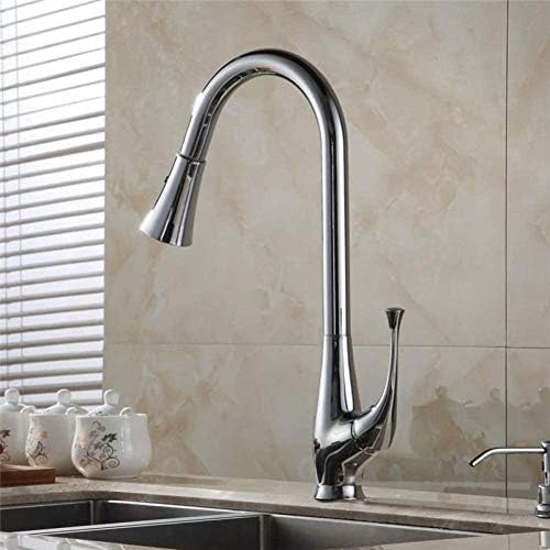 Mitigeur de lavabo à levier unique en laiton chrome argenté avec douchette de cuisine