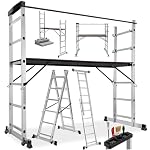 tectake – TecTake Gerüst, Leiter 4 in 1, Mobile Mehrzweckleiter, Arbei
