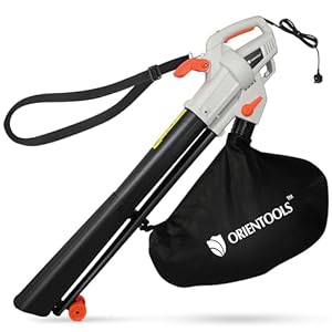 ORIENTOOLS Leaf Blower and Vacuum-3000w Garden Corded Leaves Collector Cleaner 10m Cable Outdoor Leaf Sucker Vacuum with 45L Collection Bag Electric Small Lightweight Air Blower Patios Gutter Driveway