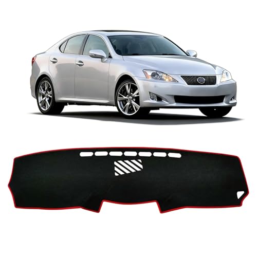 HEDAQI Car for Lexus IS250 IS350 Dash Cover 2013 2012 2011 2010 2009 2008 2007 2006 Dashboard Cover Mat Custom Fit Lexus IS250 IS350 2006-2013 Protector Mat, Red Edge