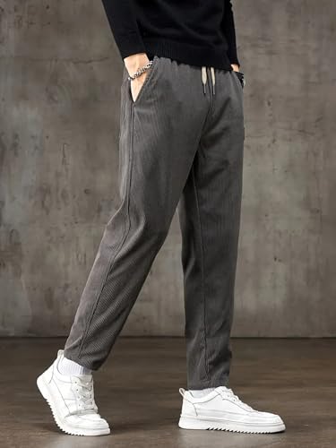 Image of Samfor Men's Comfortable Corduroy Pants | Relaxed Fit Stretch Waist Trousers for Everyday Wear