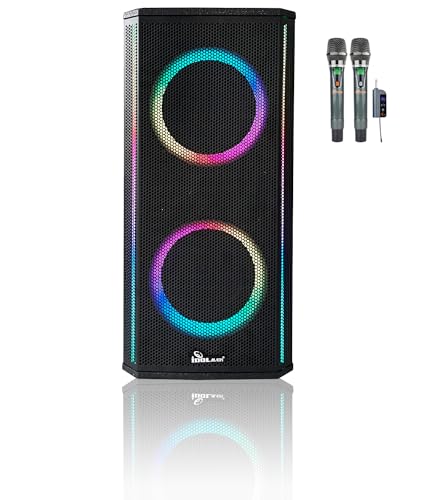 IDOlmain IPS-DJ10 Portable Livestreaming Powerful Bluetooth Rechargeable Karaoke Speaker with Optical|ARC Input, USB/SD Port, Recording, Reverb with Dual Wireless Microphone, Black