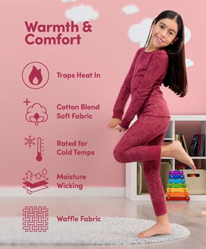 Image of Fruit of The Loom Girls' Premium 2-Pack Thermal Waffle Crew Top