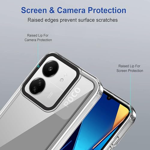 Image of Zapcase Back Case Cover for Poco C65 | Compatible for Poco C65 Back Cover | Case Cover with Camera Protection | (TPU + PC | Transparent)