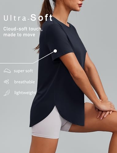 Image of PINSPARK Workout Tops for Women Short Sleeve Athletic Shirts UPF 50+ Quick Dry Running Outfits for Exercise Gym Hiking S-3XL