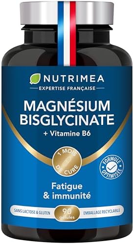 Magnésium Bisglycinate + Vitamine B6 - Sommeil, Stress, Fatigue -...