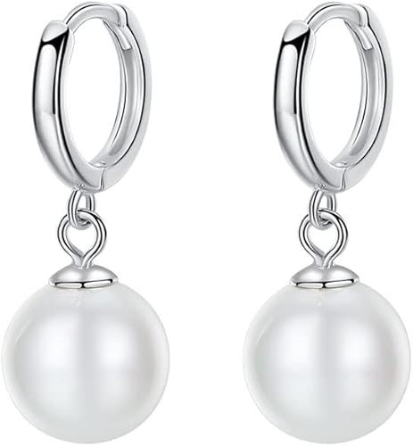 CaoNDY Dangle Pearl Earrings for Women Set Girls drop Stud Earrings Jewelry Hypoallergenic Sterling Silver Ear ornaments that can be worn for weddings