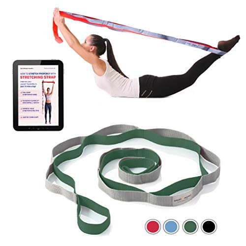 sport2people Yoga Set - 5 Set Resistance Bands, 12 Loop Yoga Gurt und Spiky Massage Ball