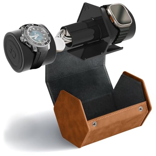 2-Slot Watch Roll Protective Travel Case - Premium Watch Organizer, with Vegan Leather - Pillow Fits...