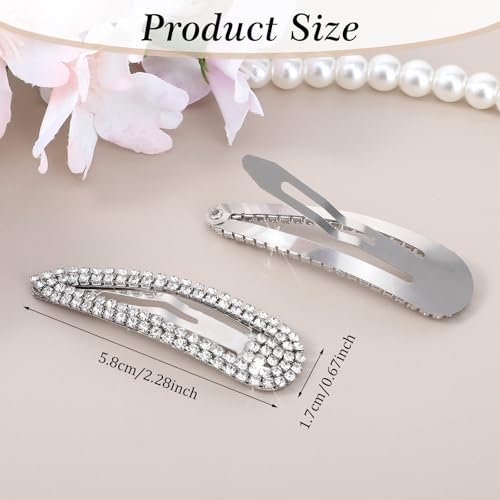 Mabor 4 Pack Pinzas para el cabello con strass plateado, clips elegantes para bodas y fiestas miniatura 2