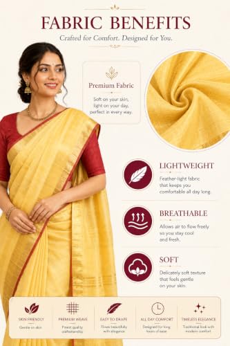 Image of HAIDER ALI AND SONS Grey Cotton Linen Saree for Women | Soft Linen Slub Blend Saree with Running Blouse Piece | Lightweight Handloom Style Saree | Office, Casual, Party & Festival Wear 