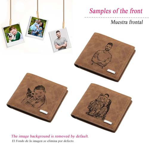 Personalized Photo Wallet Mens Birthday Anniversary Custom Wallets for Huaband BF Initials Picture Engraved Thanksgiving Christmas Gifts for Men Dad Fathers Husband Boyfriend Son (M, brown)2