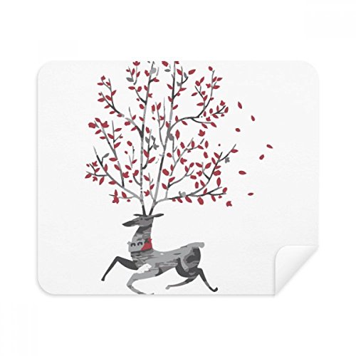 Reindeer mas Artistic Effect Hand-Painted Cleaning Cloth Screen Cleaner 2pcs Suede Fabric