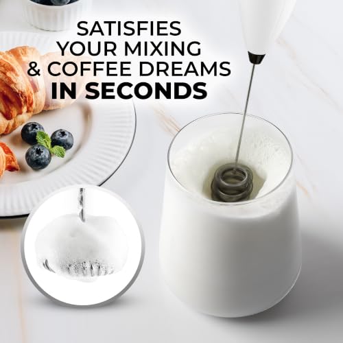 Image of Zulay Kitchen Powerful Milk Frother Wand With Duracell Batteries - Ultra Fast Handheld Drink Mixer - Electric Whisk Foam Maker for Coffee, Lattes, Cappuccino & Matcha - Triple Whisk - Black