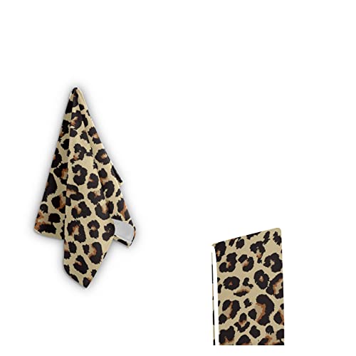 Cheetah Leopard Print Animal Skin Towels Set Of 2 Hand Towel Absorbent Face Towel Soft Dish Towels For Gym Bath Kitchen Decor 28X14 Inches #TOP7