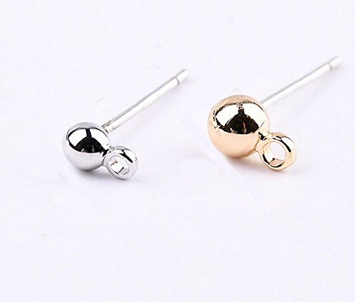 Yoyostore 100 Round Ball With Ring Iron Earrings Posts For Jewelry Earring Making Findings (Golden, 4Mm) #TOP1