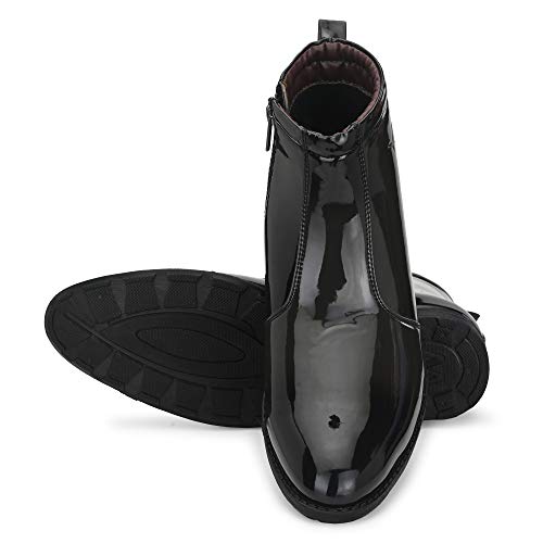 Image of Vellinto Royal Look Shoes for Men ll Casual Shoes for Men ll Patent Leather Zip /Chain Boots for Men