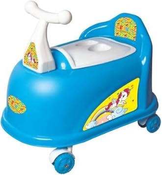 Young Wheels Car and Scooty Style Potty Toilet Trainer Seat/Chair with Removable Tray and Closing Lid and High Back Support for Toddler Boys Girls (Age 6 Months to 3 Years) (Blue)