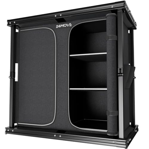 24MOVE® Campingküche Aversa faltbar, Aluminium Reiseküche mit Arbeitsplatte & geräumigen