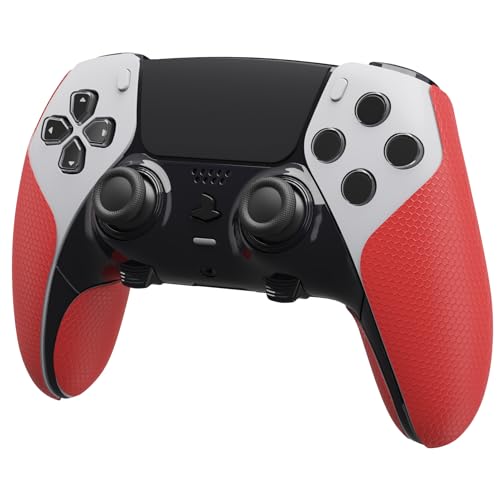 Image of Playvital Grip Sticker for PS5 Edge Wireless Controller, Non-Slip Sweat-Absorbing Professional Textured Rubber Pads Grip Pad Plating for ps5 Edge Controller (Red)