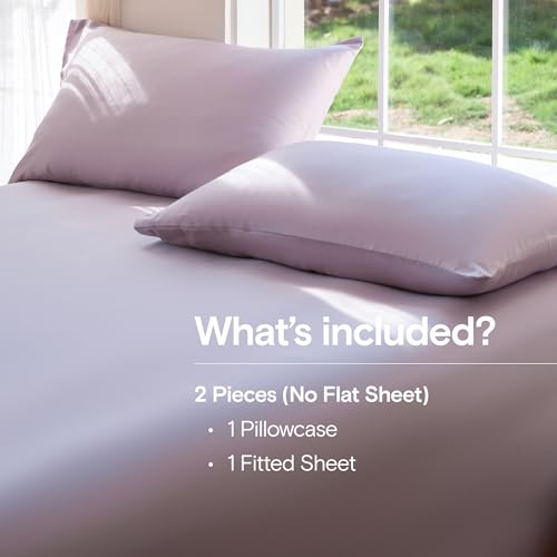 Image of DOZ Sheet Set, 100% Viscose derived from Bamboo, Organically Grown, Buttery Soft, Cooling Sheets, High GSM, Deep Pockets - 2 Piece - 1 Pillowcase 1 Fitted Sheet (Lavender, Twin)
