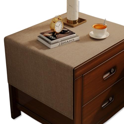 YASSINHE Bedside Table Mat Nightstand Dust Cover Waterproof Cotton and Linen- Brown