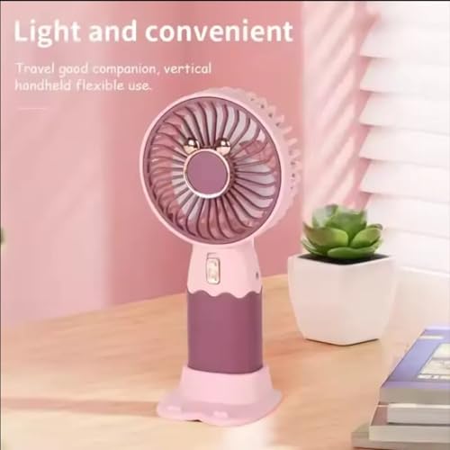 Image of MIRADH Mini Handheld Fan (Upto 2 Hours Running) Rechargeable Battery Operated Portable Fan, Desk Fan, Carry It Anywhere (PINK)