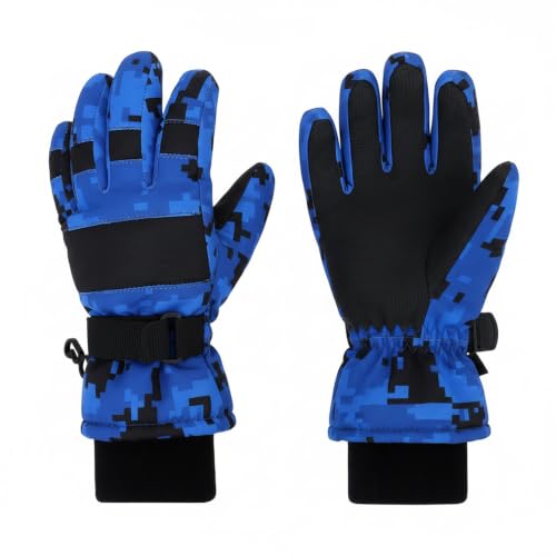 Image of Duoyeree Kids Winter Gloves, Waterproof 5-Finger Ski Gloves 4-13Y