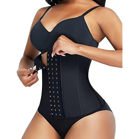 Feelingirl Latex Sport-Training Unterbrustkorsett aus Baumwolle mit klassischem Design mit 3 Säulen und Hakenverschluss für Damen Groß Schwarz Cover